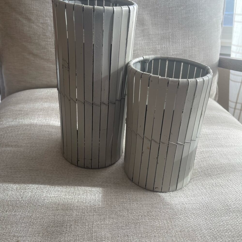 Rustic Gray Candle Holder Set, Cottage Home Decor
